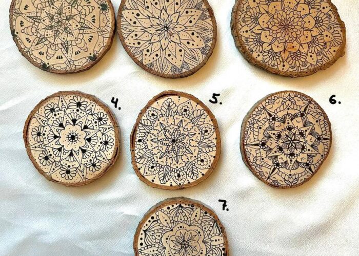 Mandala Untersetzer Holzscheibe